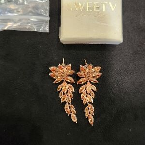 Rose Gold Floral Drop Earrings